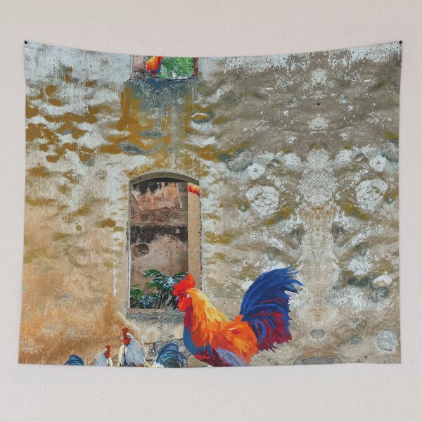 Item preview, Abstract Colorful Roosters on Rustic Background designed and sold by minkymoodesigns.