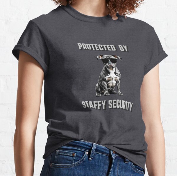Item preview, Protected by Staffy Security! Black Staffy designed and sold by LighterLifeLove.