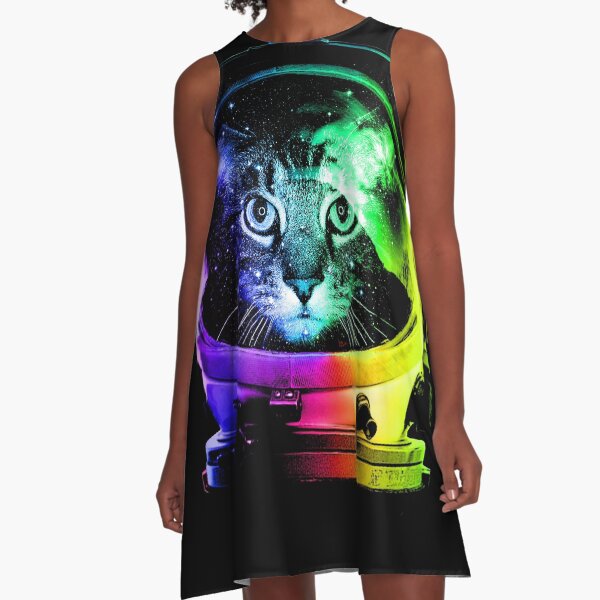 Astronaut Cat A-Line Dress