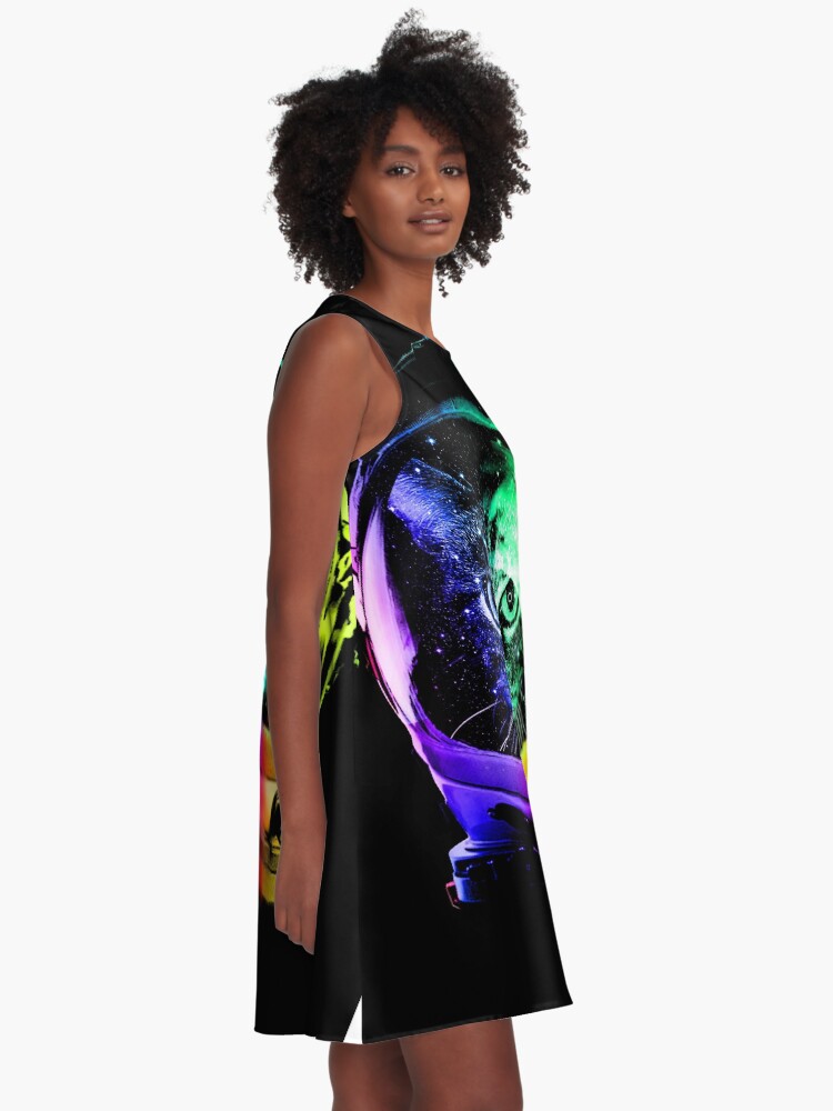 Alternate view of Astronaut Cat A-Line Dress