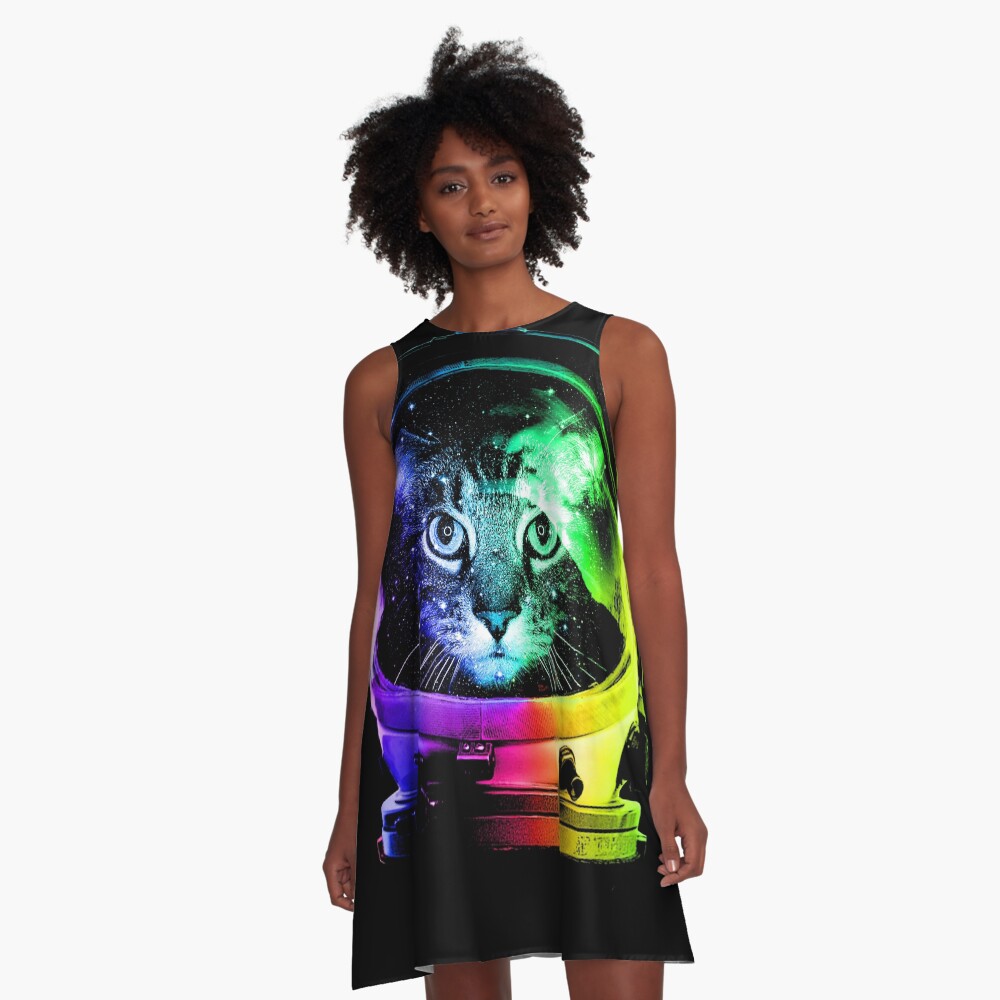 Astronaut Cat A-Line Dress