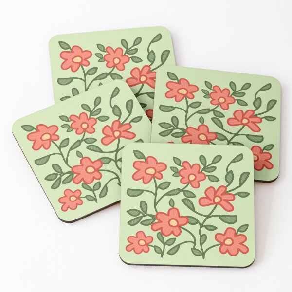 Item preview, Border Flowers in Red, Gold + Green designed and sold by PaisleyMcNoodle.