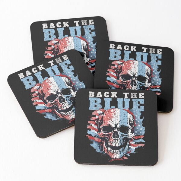 Artikelvorschau, Dünne blaue Linie USA-Totenkopf-Flagge entworfen und verkauft von Studio Bankai.