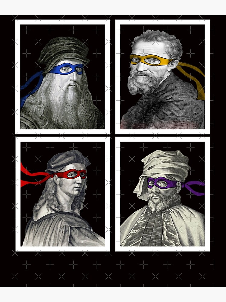 Teenage Mutant Ninja Artists Tmnt Leonardo Donatello Raphael Michelangelo  Parody Renaissance Ninja Turtle Funny Men Women Kid Baby 