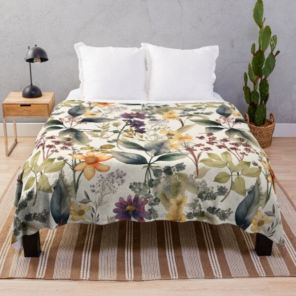 Item preview, Floral Garden, vintage botanical art watercolor Pattern designed and sold by Yallwofunart.
