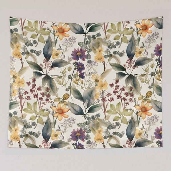 Item preview, Floral Garden, vintage botanical art watercolor Pattern designed and sold by Yallwofunart.