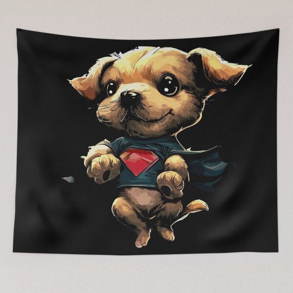Item preview, Superhero retro puppy dog designed and sold by TomFrontierArt.
