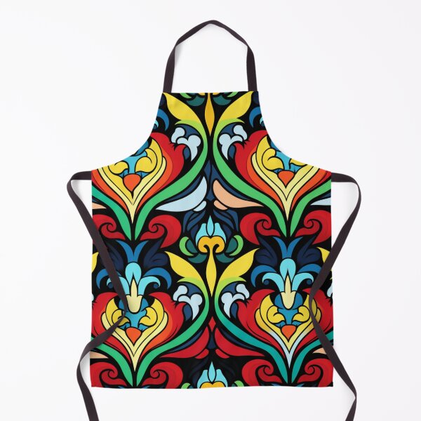 Item preview, Colorful fantasy pattern white blue yellow green red turquoise black ornaments designed and sold by G-M-Designs.