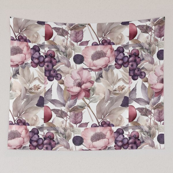 Item preview, Peony and Blackcurrant Watercolor Pattern designed and sold by Yallwofunart.