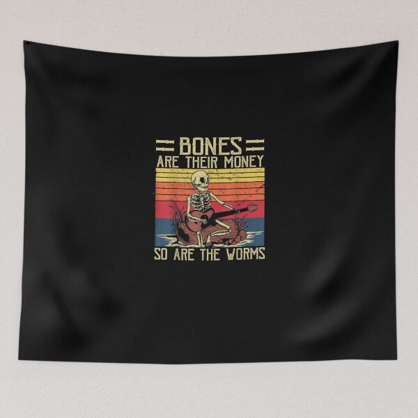 Item preview, Bones Are Their Money Skeleton Playing Guitar Retro Vintage designed and sold by BrianneBradtke.