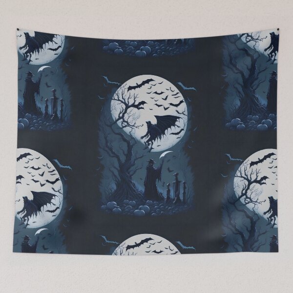 Item preview, halloween scene decula vs van helsing under the moon at night designed and sold by offline24.