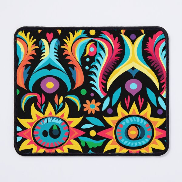Item preview, Colorful fantasy pattern blue yellow green red turquoise pink purple black ornaments designed and sold by G-M-Designs.
