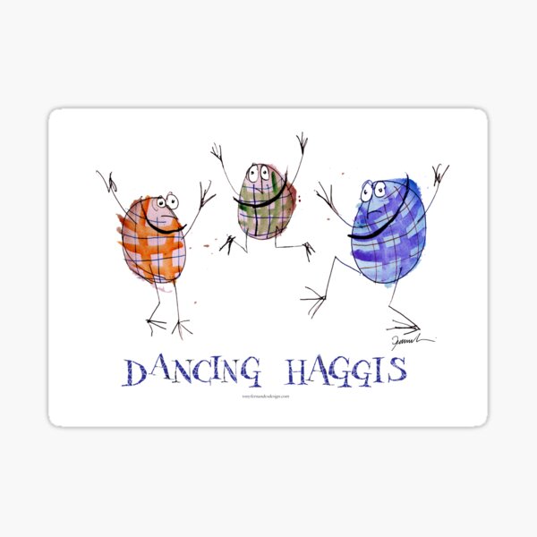the joyful dancing haggismen Sticker