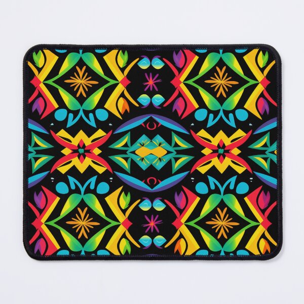 Item preview, Colorful fantasy pattern blue yellow green red turquoise pink purple black ornaments designed and sold by G-M-Designs.