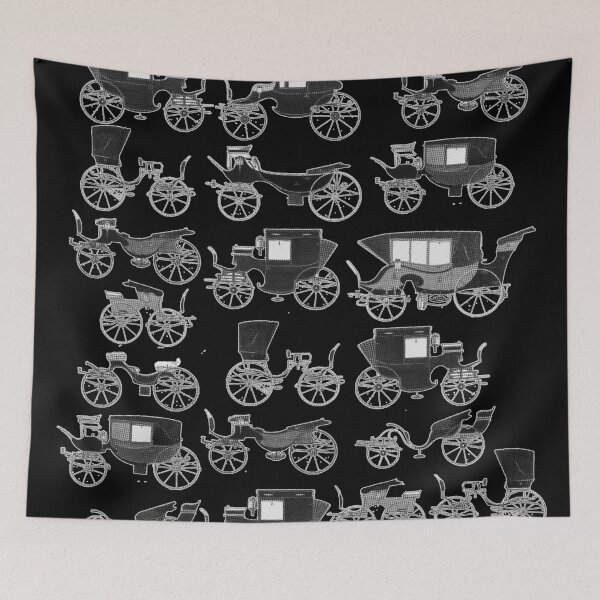 Item preview, Vintage American Style Carriage Pattern (Outlined for Black Background) designed and sold by PDMT.