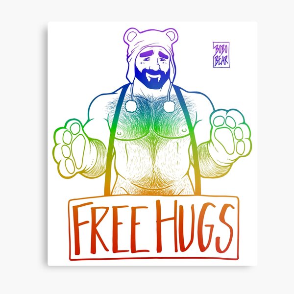 ADAM LIKES HUGS LINEART - GAY PRIDE Metal Print