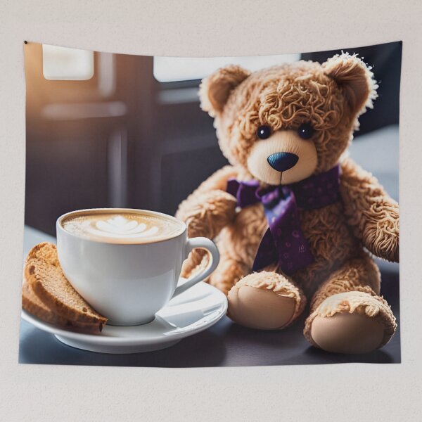 Item preview, Teddy drinking coffee in a coffee shop designed and sold by Colin Bentham.