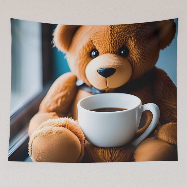 Item preview, Teddy drinking coffee in a coffee shop designed and sold by Colin Bentham.