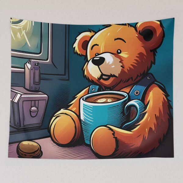 Item preview, Teddy drinking coffee in a coffee shop designed and sold by Colin Bentham.