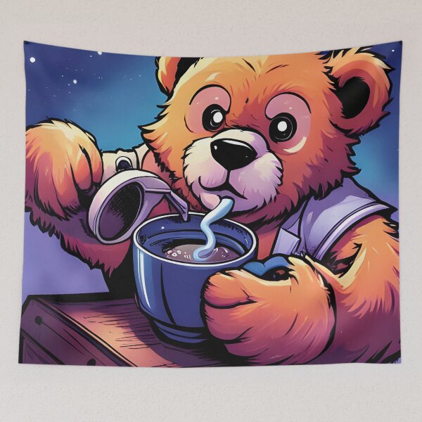 Item preview, Teddy drinking coffee in a coffee shop designed and sold by Colin Bentham.