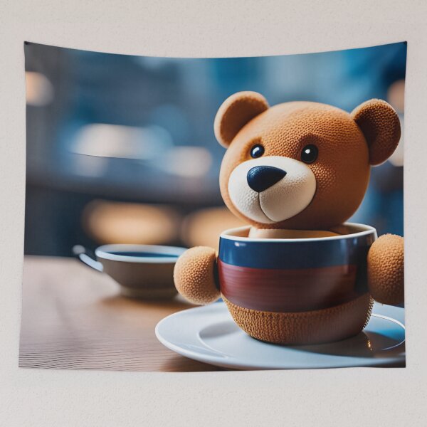 Item preview, Teddy drinking coffee in a coffee shop designed and sold by Colin Bentham.