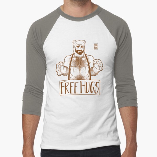 ADAM LIKES HUGS LINEART - BROWN Baseball ¾ Sleeve T-Shirt