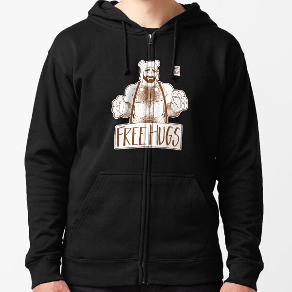 ADAM LIKES HUGS LINEART - BROWN Zipped Hoodie