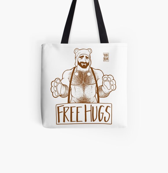 ADAM LIKES HUGS LINEART - BROWN All Over Print Tote Bag