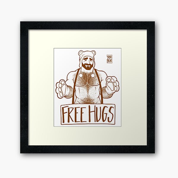 ADAM LIKES HUGS LINEART - BROWN Framed Art Print