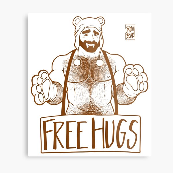 ADAM LIKES HUGS LINEART - BROWN Metal Print