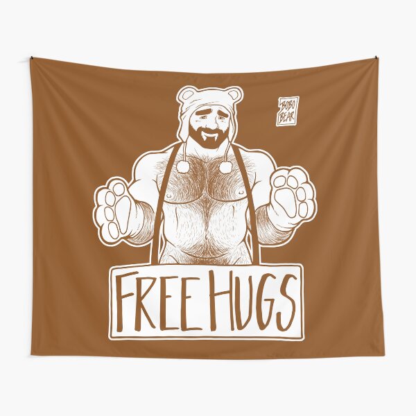 ADAM LIKES HUGS LINEART - BROWN Tapestry
