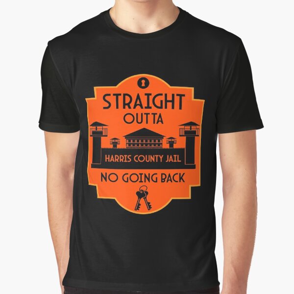 Mens Orange Graphic T-shirt Los Angeles County Jail Printed 
