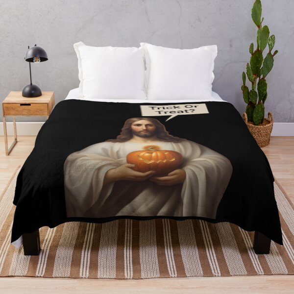 Item preview, Funny Jesus Halloween Meme Trick Or Treat designed and sold by Hugo Bloke.