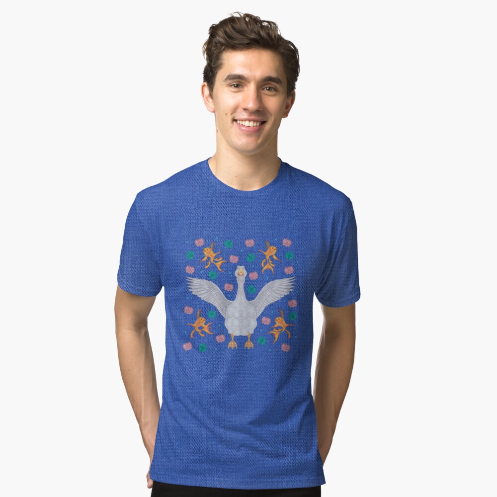 White Goose: Front View Tri-blend T-Shirt