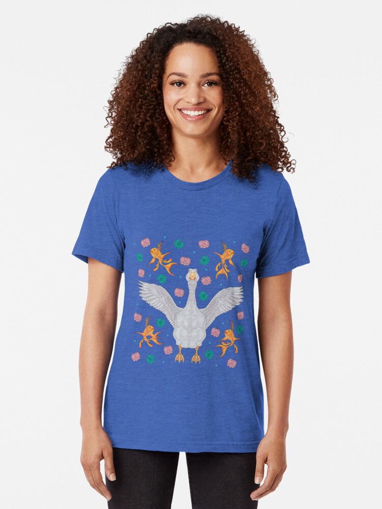 Alternate view of White Goose: Front View Tri-blend T-Shirt
