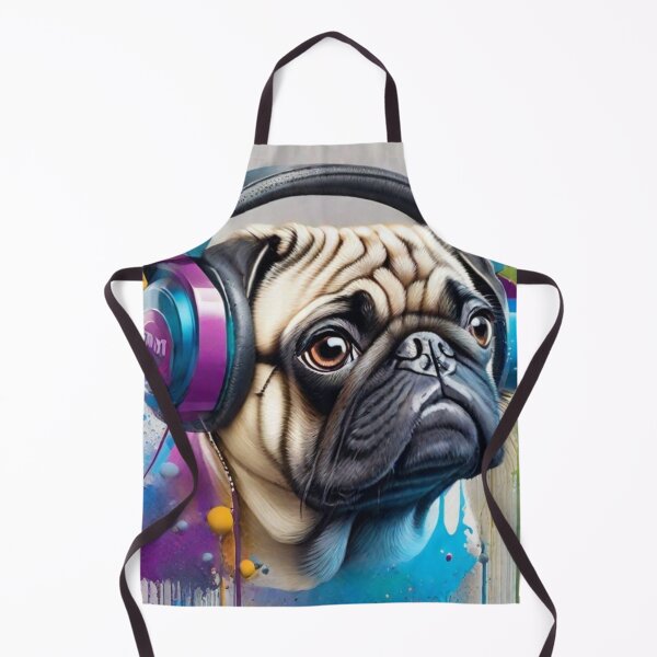 Item preview, Pug Dog Portrait With Headphones designed and sold by Wolfheartart.