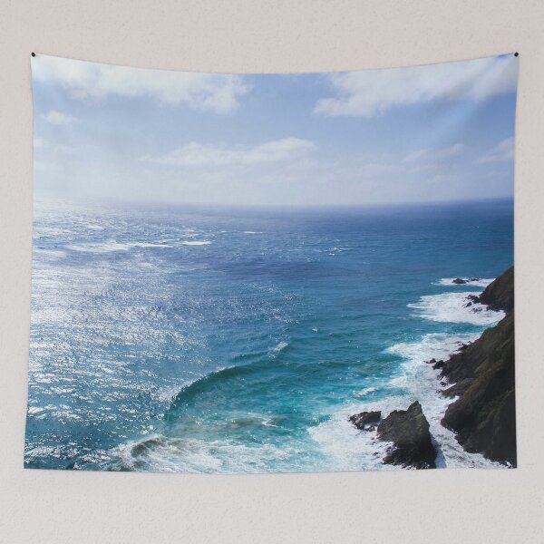 Item preview, Majestic cloudy coastline photo in Cape Reinga, New Zeland with a cliffside summer seascape designed and sold by thespecialtyhub.