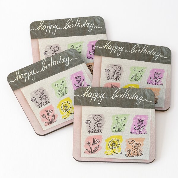 Item preview, Happy birthday watercolor flowers designed and sold by JOY-Vera.