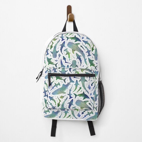 Item preview, Blue and green watercolor shark ocean designed and sold by adenaJ.