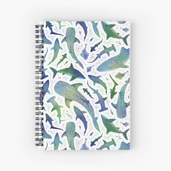 Item preview, Blue and green watercolor shark ocean designed and sold by adenaJ.