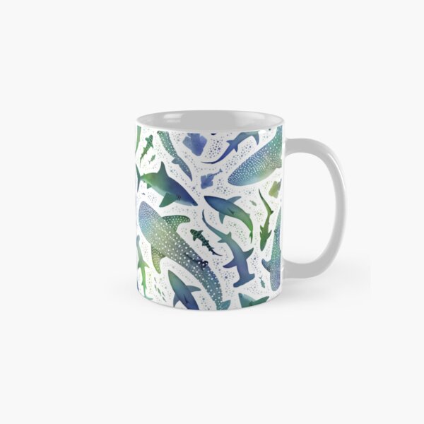 Aperçu de l'œuvre Océan de requin aquarelle bleu et vert créée et vendue par adenaJ.