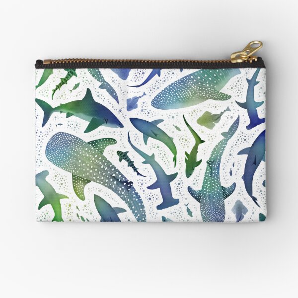 Vista previa del artículo con la obra «Océano de tiburón acuarela azul y verde», diseñado y vendido por adenaJ.