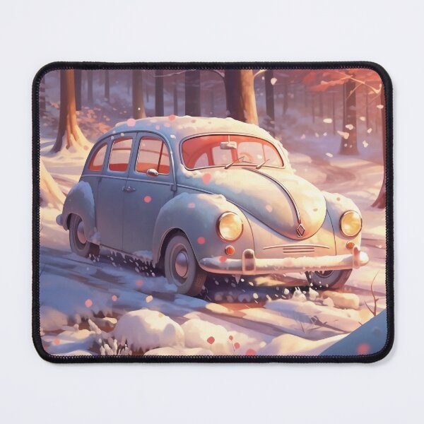Item preview, Silver classic car, Snowfall in winter designed and sold by LoraScott.