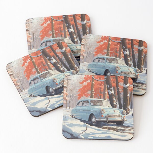 Item preview, Blue car, Classic car, Autumn snowfall designed and sold by LoraScott.