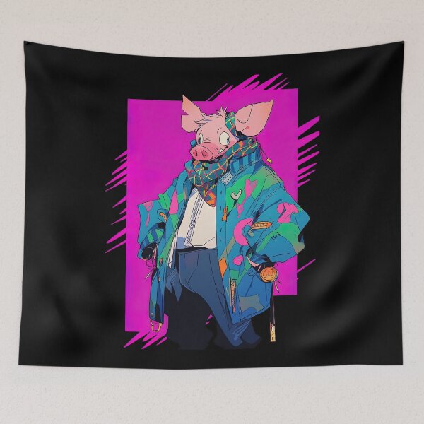 Item preview, Happy Pig Character 1980s Ski Jacket designed and sold by sμ (smew).