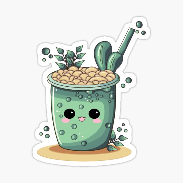 Artikel-Vorschau von Süßes Kawaii Boba Bubble Tea Mintgrün, designt und verkauft von Nemesi-Artwork.