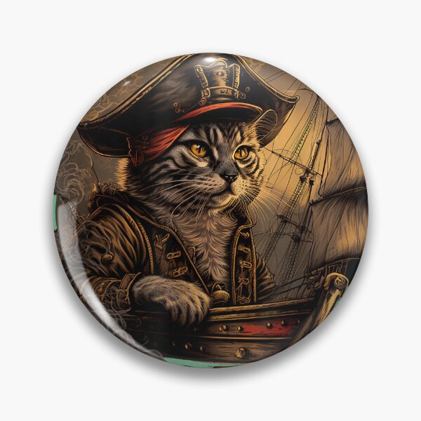 Item preview, Ahoy, Matey! Pirate Cat Design with Ship and Jolly Roger T-Shirt designed and sold by HilmarHessdd.