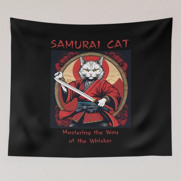 Item preview, Samurai Cat! Mastering the way of the whiskers. designed and sold by CuteCatsCoffee.