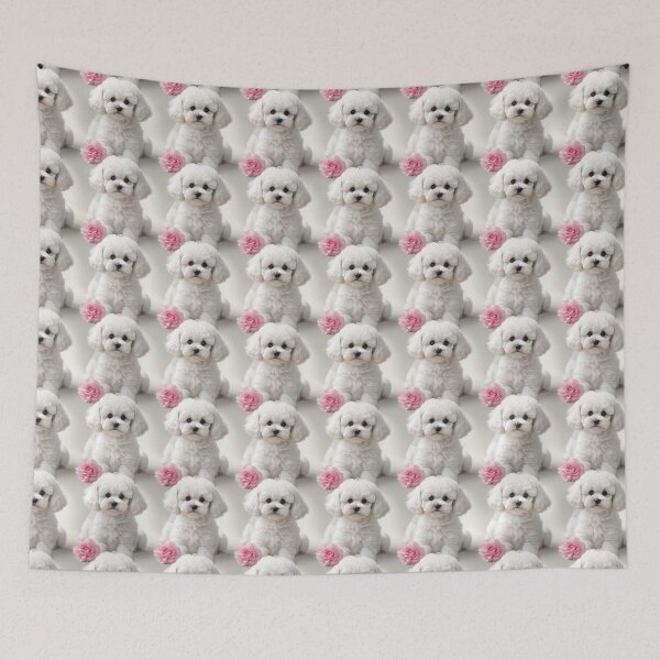 Item preview, Intricate White Poodle Puppy Pattern designed and sold by Theo-B.