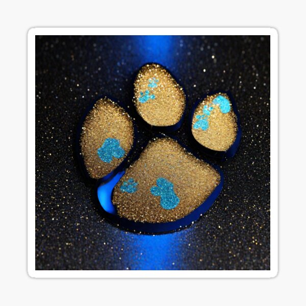 Golden Glitter Dog Pawprint Sticker